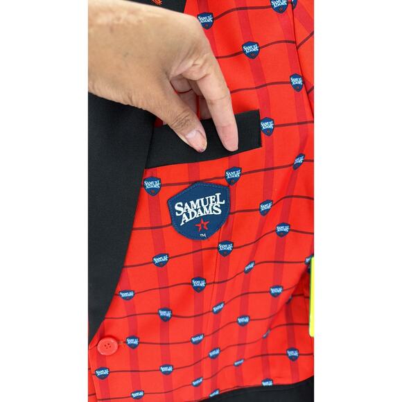 Tipsy Elves Samuel Adams Boston Beer blazer size L red black novelty print - Picture 9 of 11